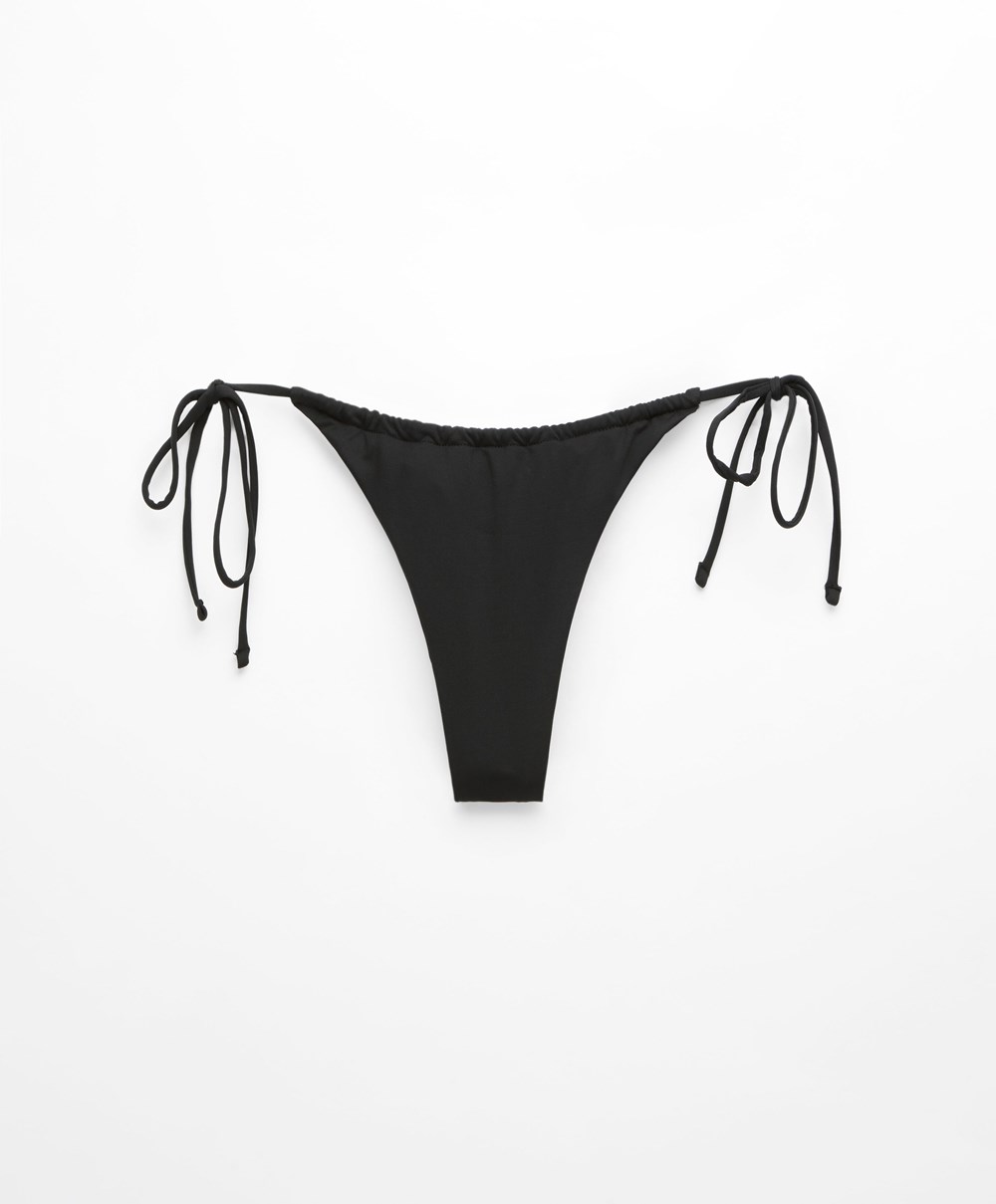 Oysho Slim Tie U-cut Brazilian Bikini Briefs Svarte | JEZV84695