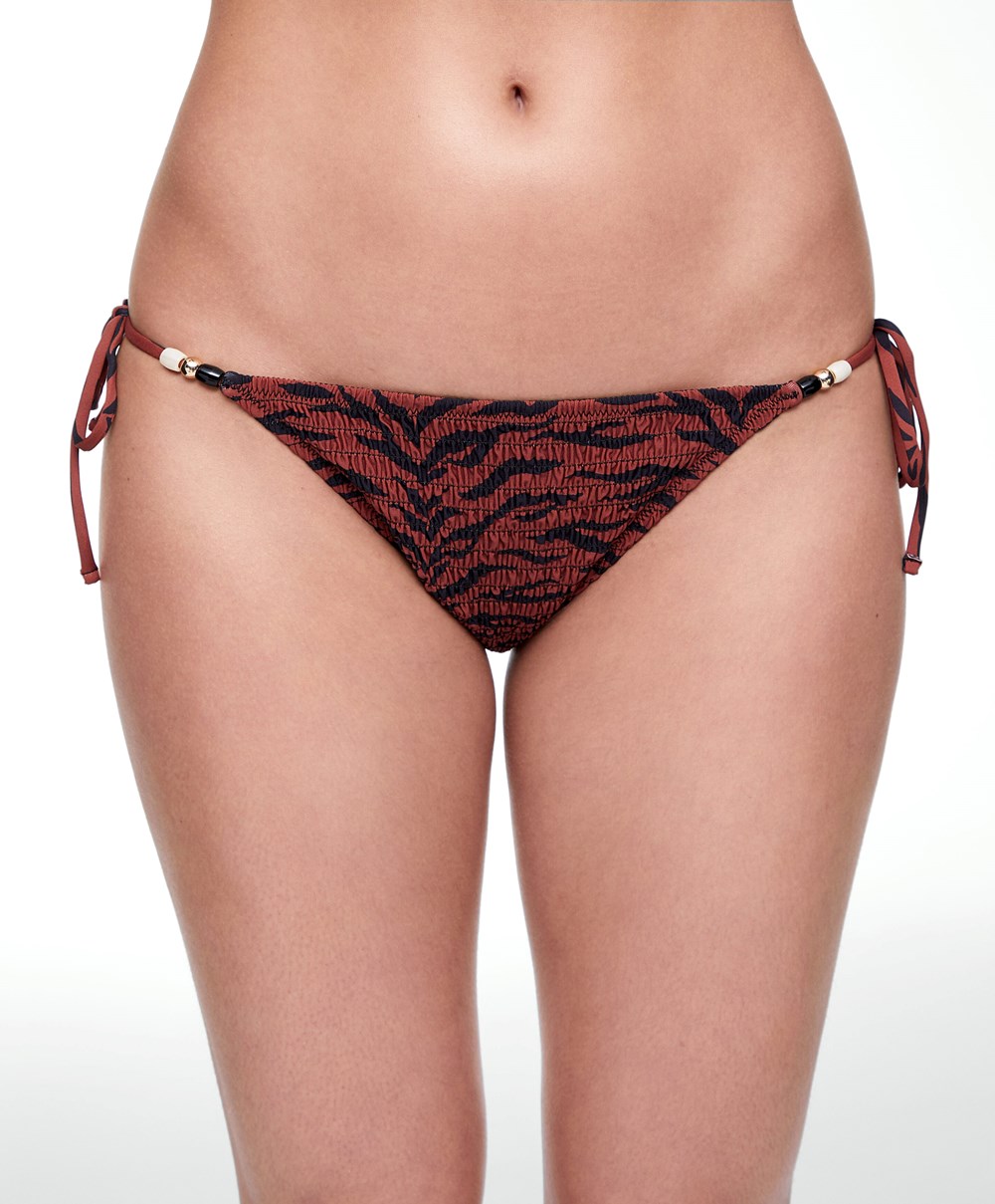 Oysho Smock Medium-coverage Bikini Briefs With Ties Oransje | REVD10674