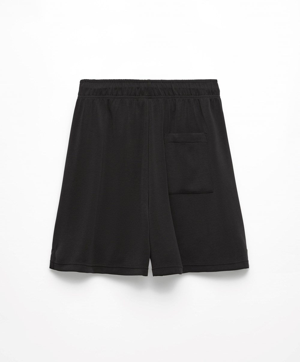 Oysho Soft Touch Modal Bermuda Shorts Svarte | DCOJ97416