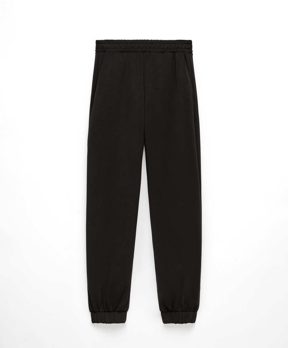 Oysho Soft Touch Modal Joggers Svarte | CWGR60591