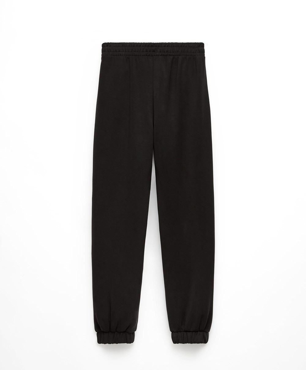 Oysho Soft Touch Modal Joggers Svarte | CWGR60591