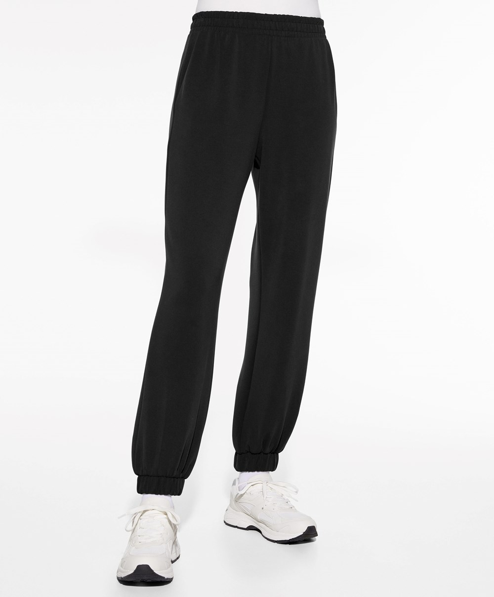 Oysho Soft Touch Modal Joggers Svarte | CWGR60591