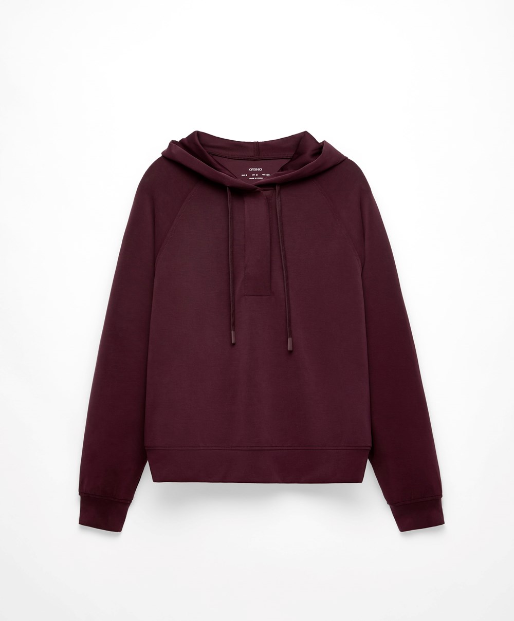 Oysho Soft Touch Modal Sweatshirt Burgunder | TWIC75031