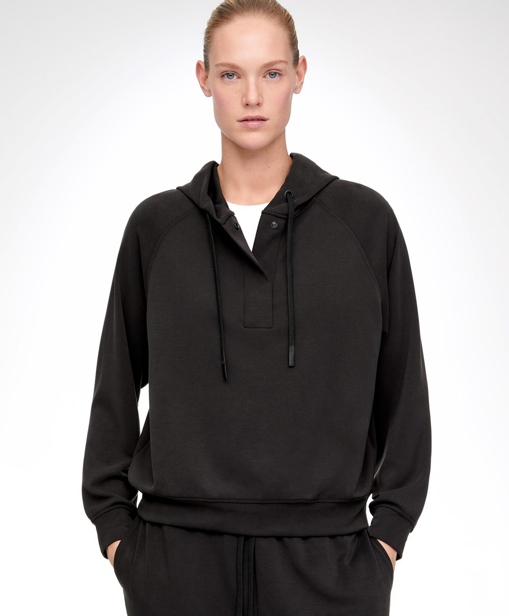 Oysho Soft Touch Modal Sweatshirt Svarte | LOXA82139