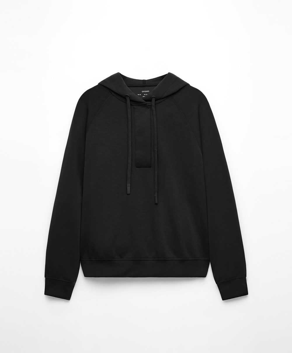 Oysho Soft Touch Modal Sweatshirt Svarte | ZRYL59602