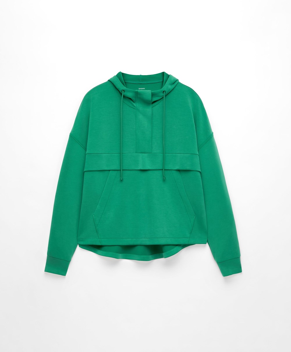 Oysho Soft Touch Modal Sweatshirt With Zip Grønn | ERCD17342