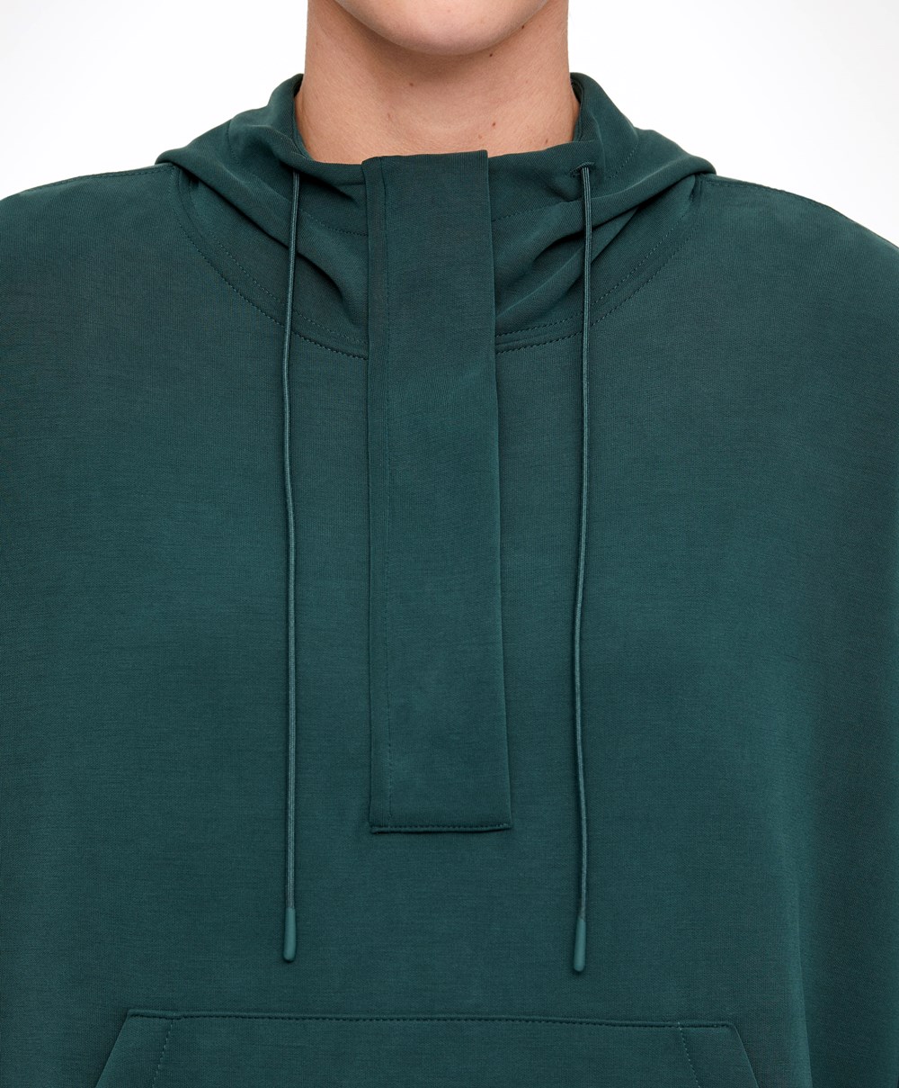 Oysho Soft Touch Modal Sweatshirt With Zip Mørke Turkis | FVPH52638