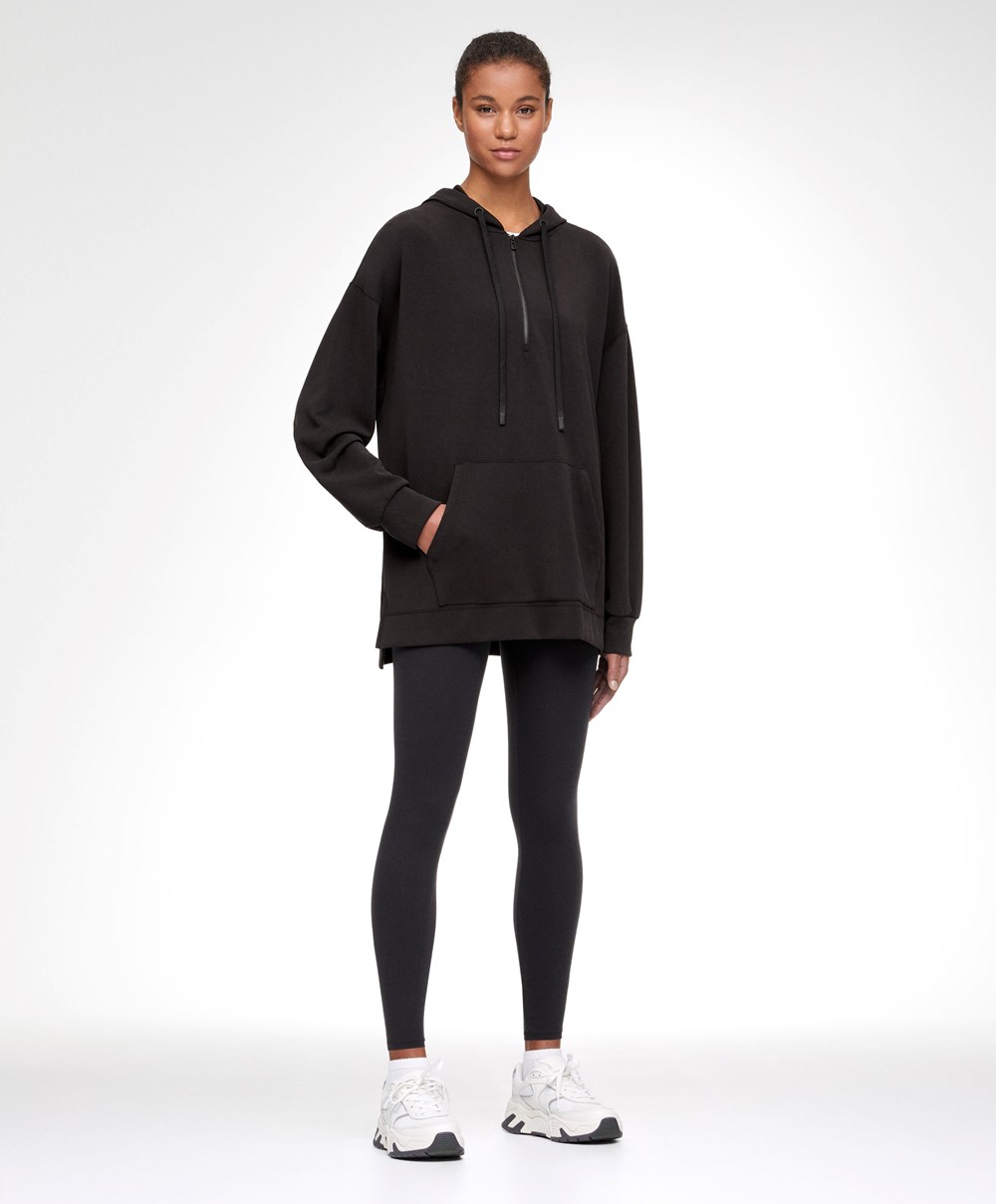 Oysho Soft Touch Modal Sweatshirt With Zip Svarte | NHZJ95361