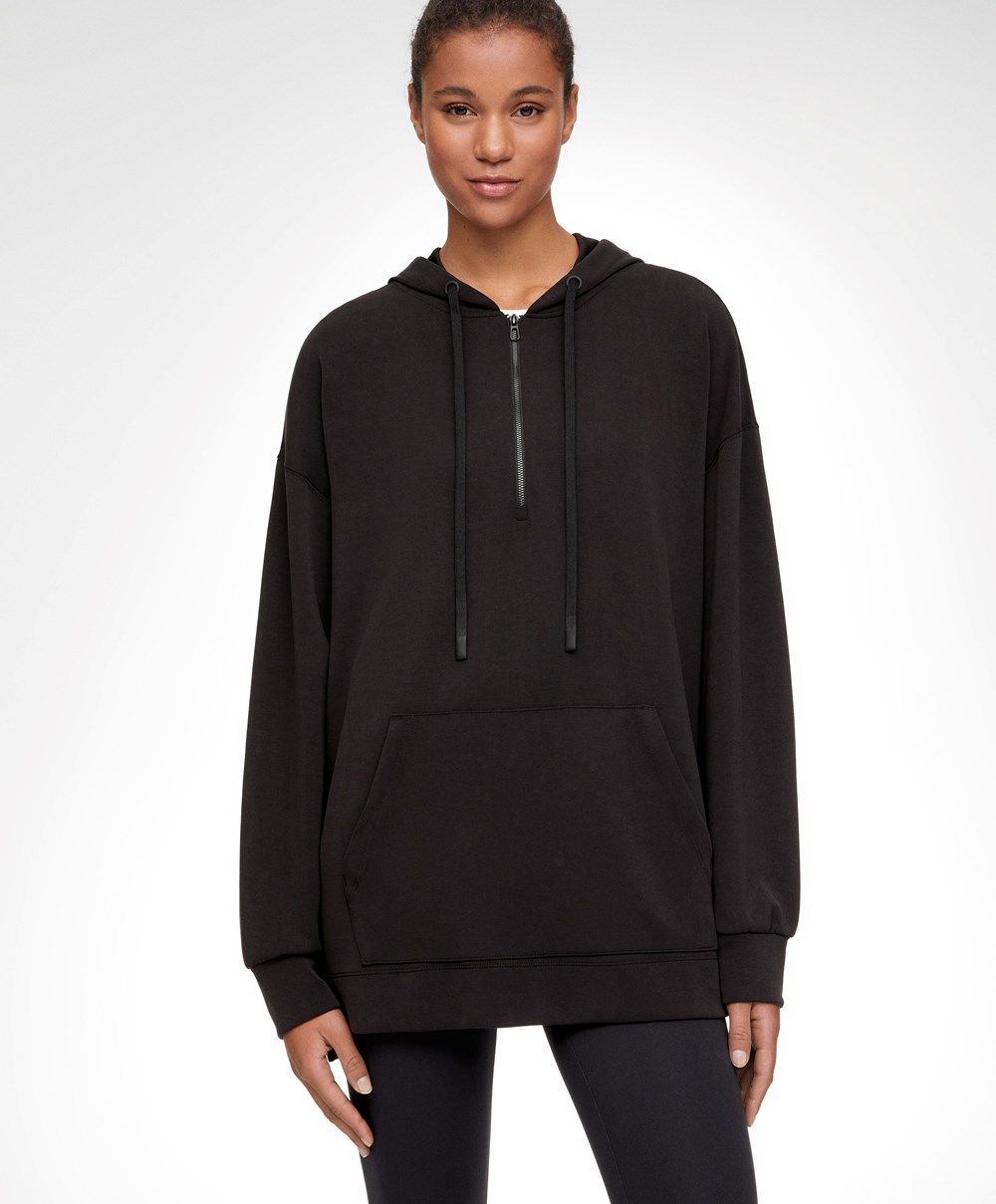 Oysho Soft Touch Modal Sweatshirt With Zip Svarte | NHZJ95361