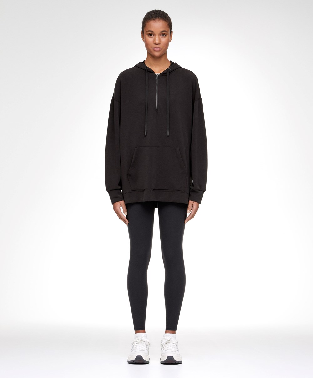 Oysho Soft Touch Modal Sweatshirt With Zip Svarte | NHZJ95361