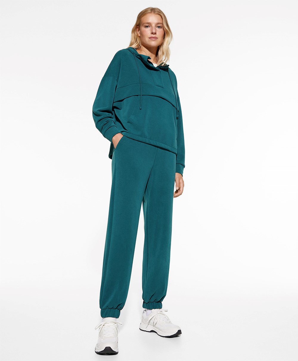 Oysho Soft Touch Modal Sweatshirt With Zip Blå Grønn | OHCB28930