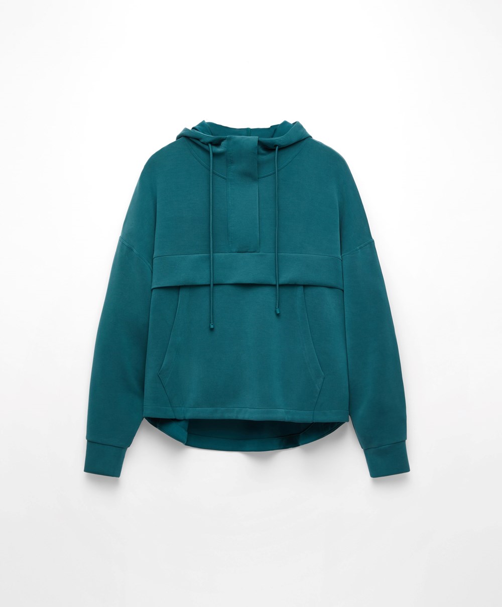 Oysho Soft Touch Modal Sweatshirt With Zip Blå Grønn | OHCB28930