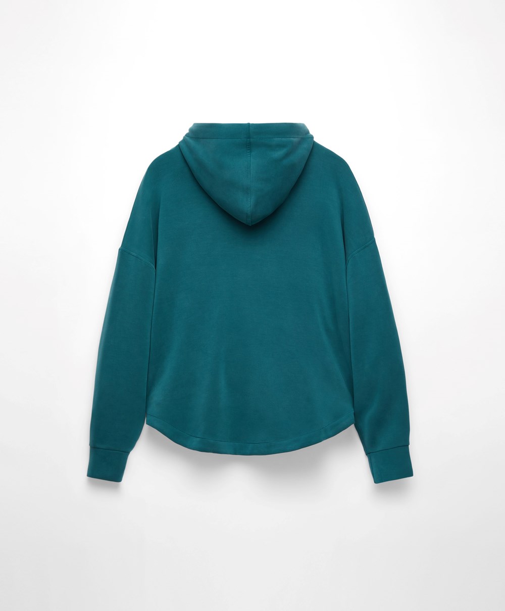 Oysho Soft Touch Modal Sweatshirt With Zip Blå Grønn | OHCB28930