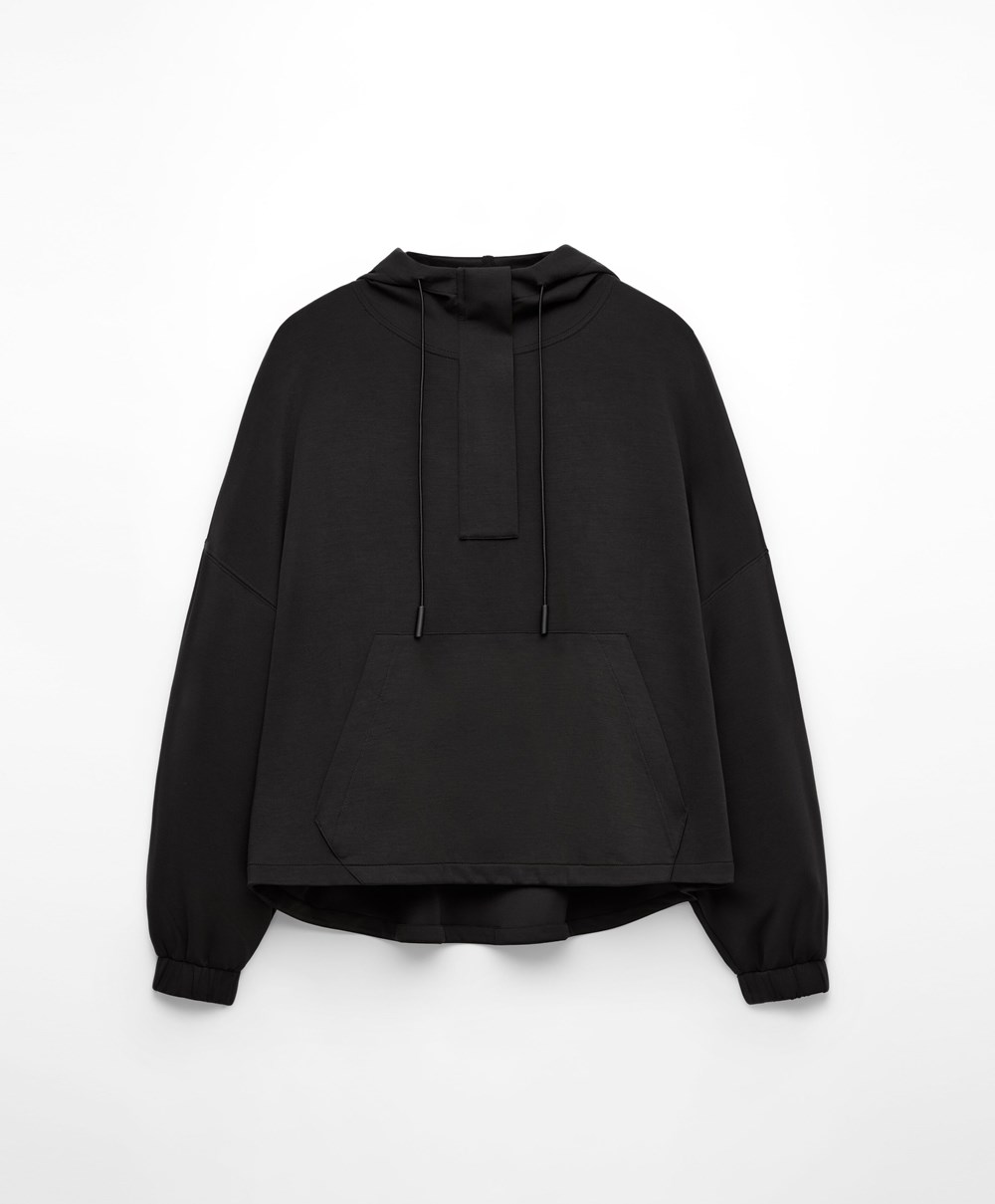 Oysho Soft Touch Modal Sweatshirt With Zip Svarte | QFXM62790