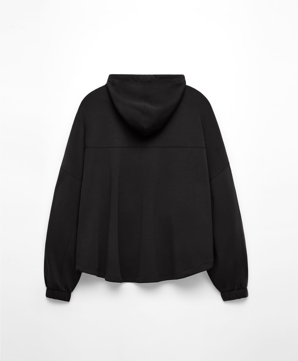 Oysho Soft Touch Modal Sweatshirt With Zip Svarte | STQR97348