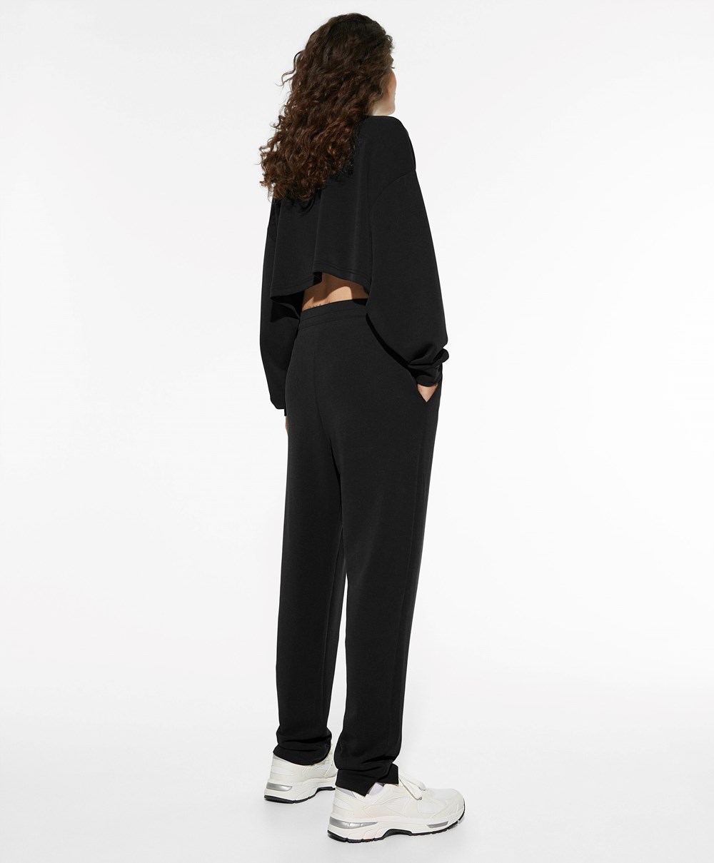 Oysho Soft Touch Modal Trousers Svarte | MFZU90327