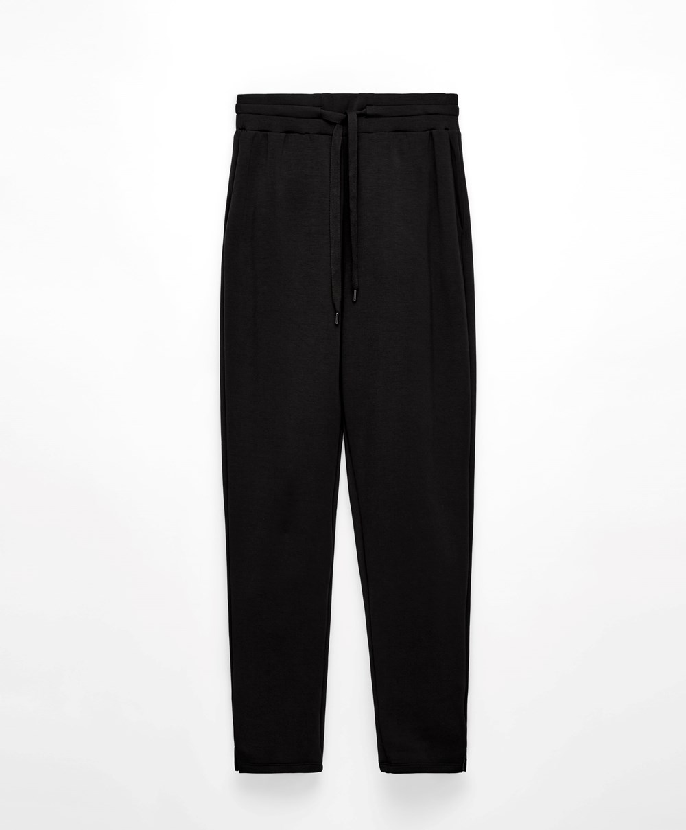 Oysho Soft Touch Modal Trousers Svarte | MFZU90327