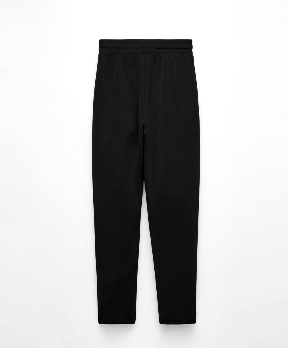 Oysho Soft Touch Modal Trousers Svarte | MFZU90327