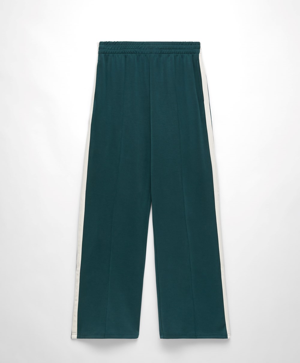 Oysho Soft Touch Modal Trousers With Rett Leg And Stripe Mørke Turkis | OBGN47950