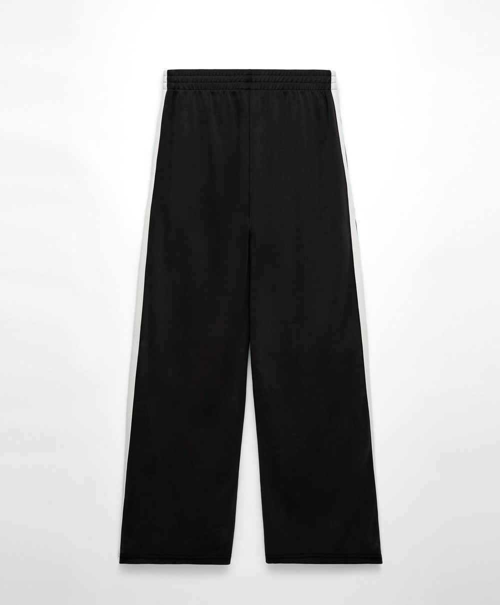 Oysho Soft Touch Modal Trousers With Rett Leg And Stripe Svarte | YBPS42739