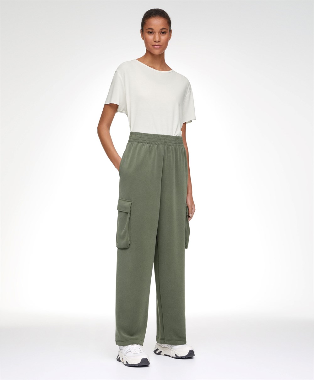 Oysho Soft-touch Modal Cargo Joggers Khaki | BGCL49350