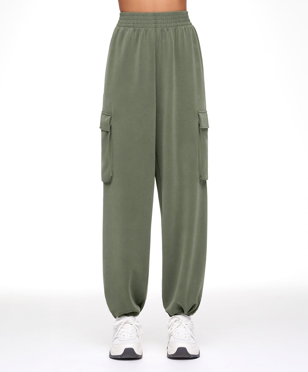 Oysho Soft-touch Modal Cargo Joggers Khaki | BGCL49350