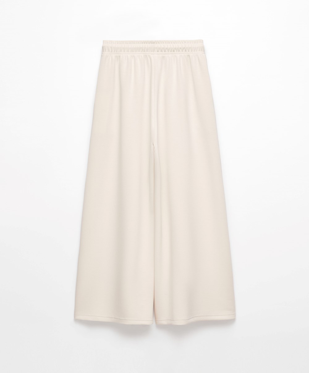 Oysho Soft-touch Modal Cropped Brede-leg Trousers Stone | VTXC32461