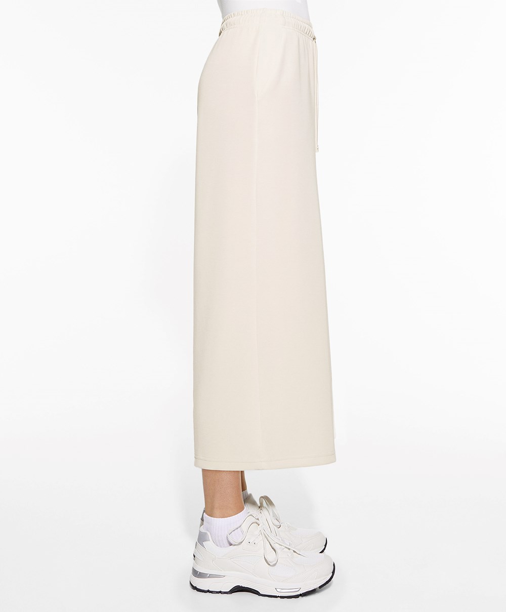 Oysho Soft-touch Modal Cropped Brede-leg Trousers Stone | YGBA62791