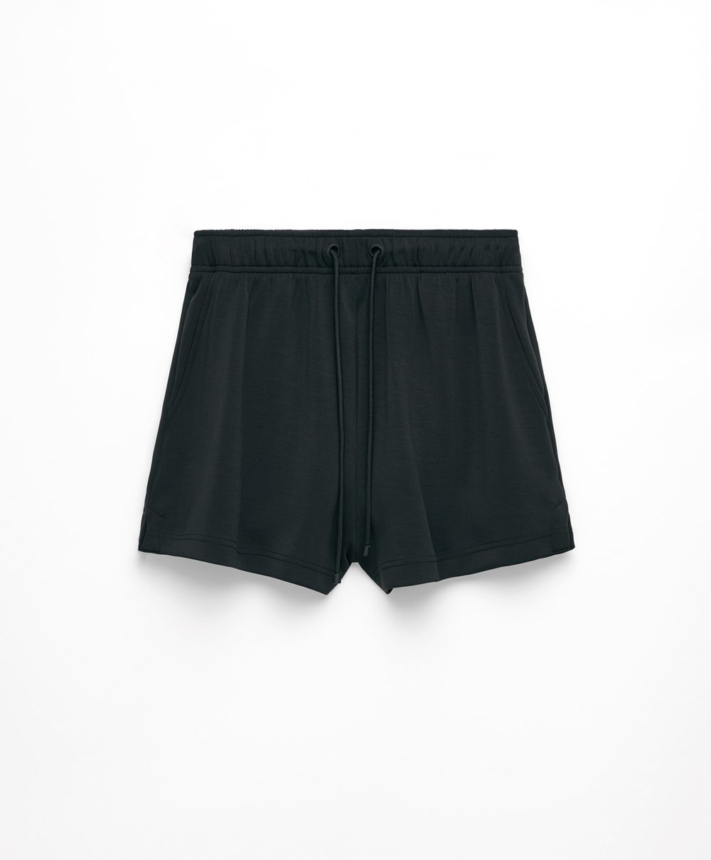 Oysho Soft-touch Modal Shorts Svarte | NXBY01795