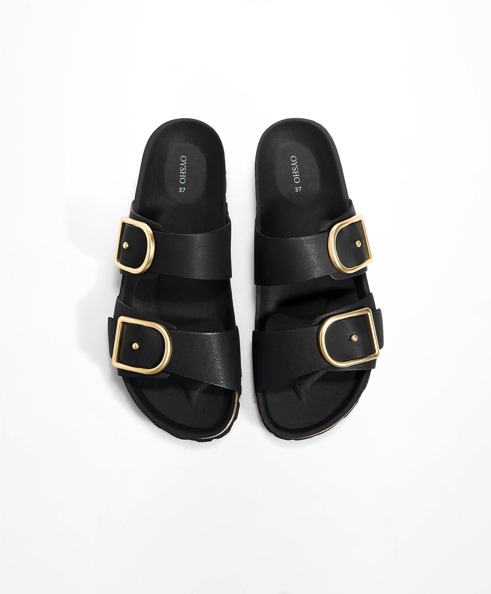 Oysho Spenne Sandals Svarte | FEYX40758