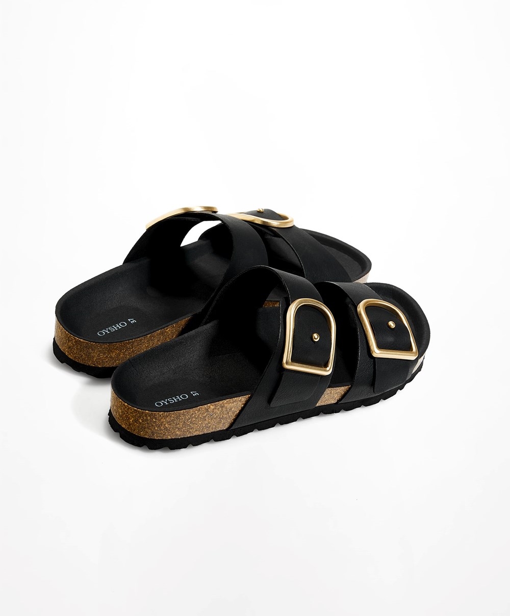 Oysho Spenne Sandals Svarte | FEYX40758