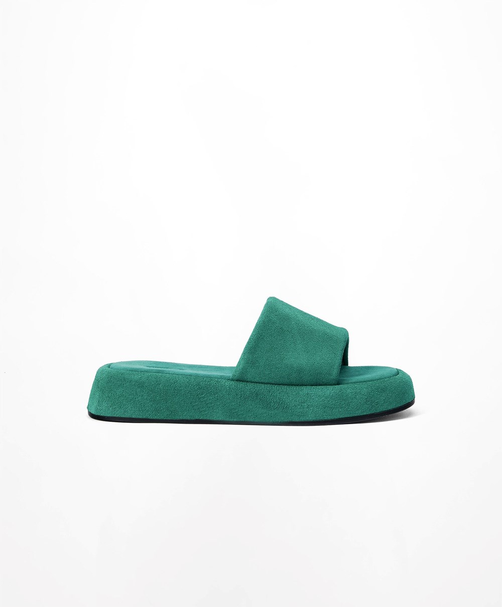 Oysho Split-leather Platform Slides Grønn | AGDW86079