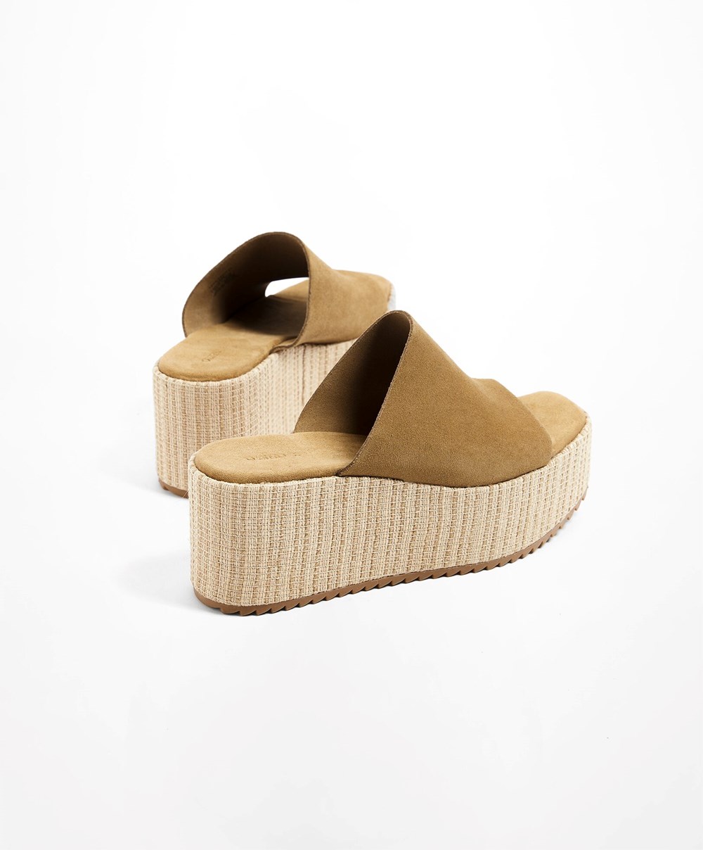 Oysho Split-leather Wedge Brune | ADOK64289