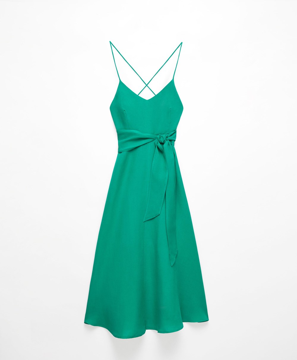 Oysho Strappy Linen Midi Kjoler Grønn | SPFT57061