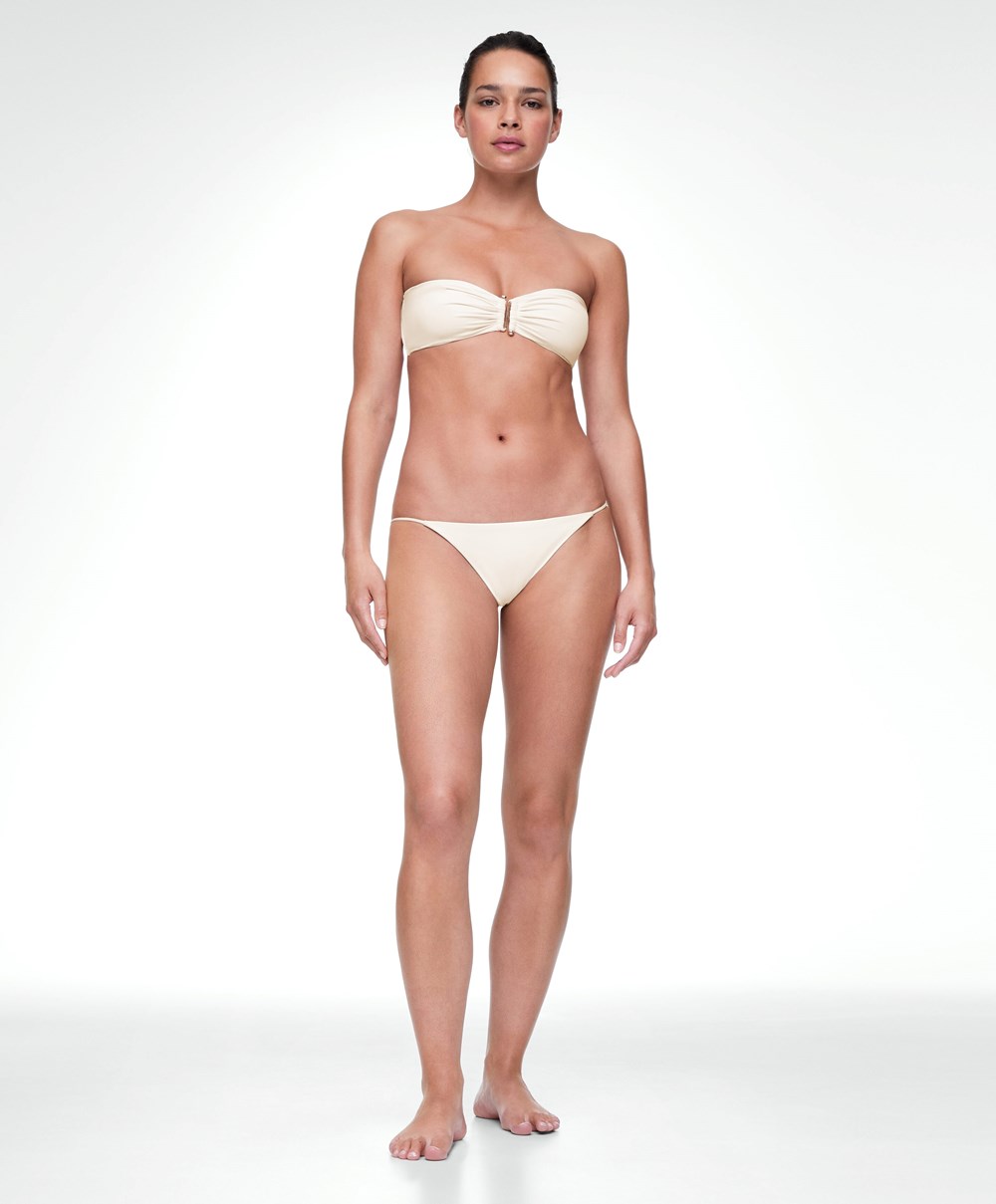 Oysho Strappy Medium-coverage Bikini Briefs Ecru | DBVU75816