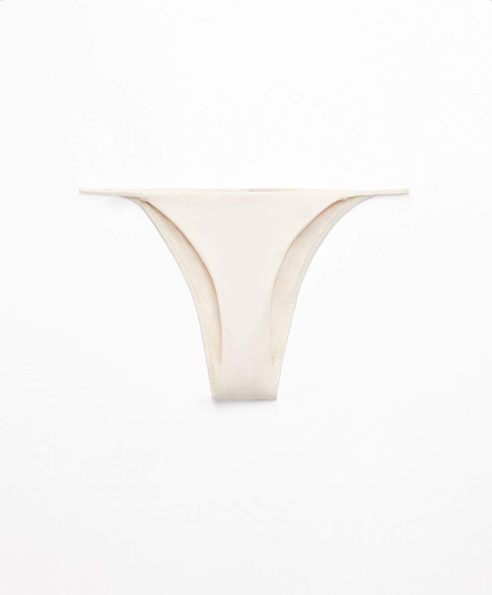 Oysho Strappy Medium-coverage Bikini Briefs Ecru | DBVU75816