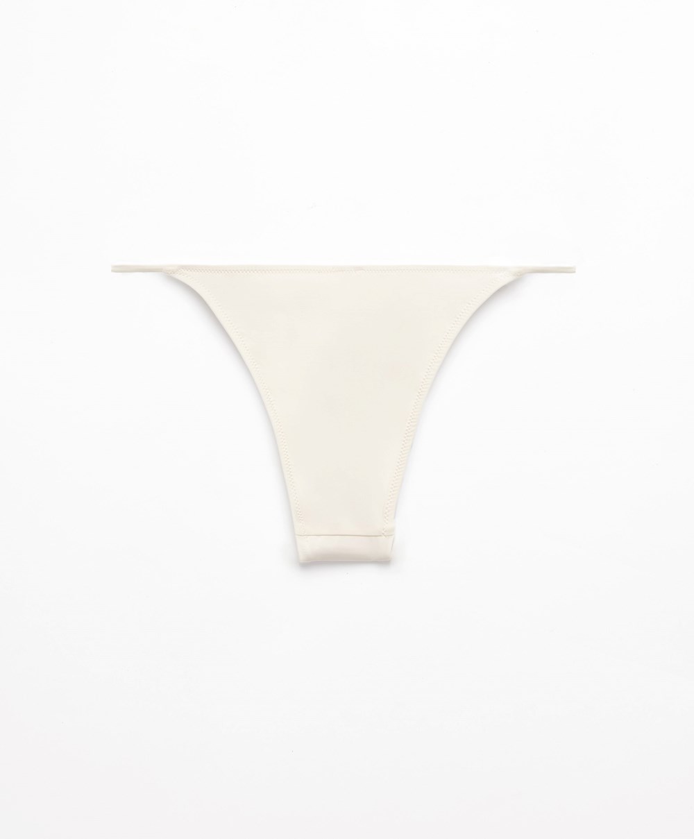 Oysho Strappy Medium-coverage Bikini Briefs Ecru | DBVU75816