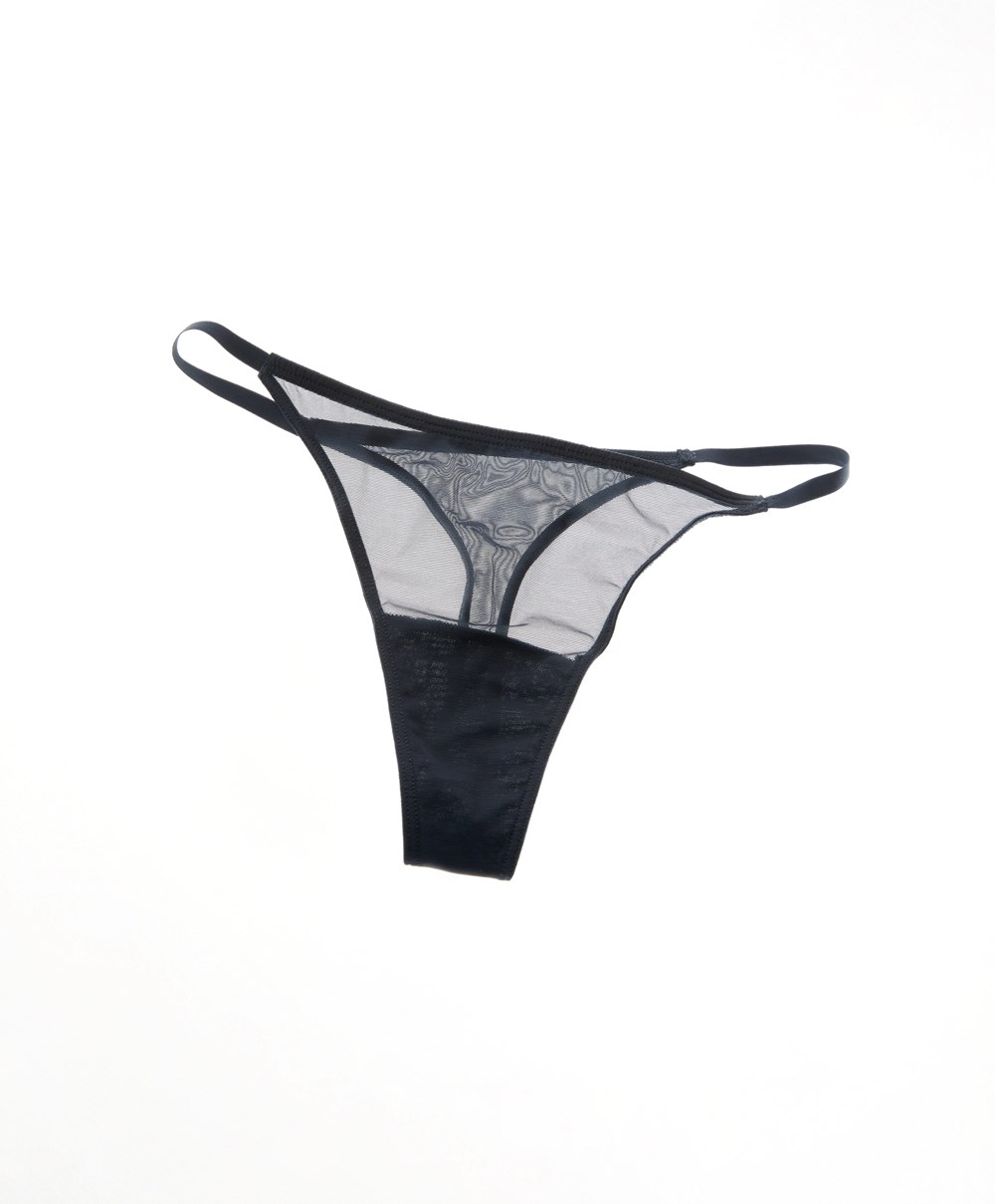 Oysho Strappy Tulle Thong Blue-grey | ENMF48902