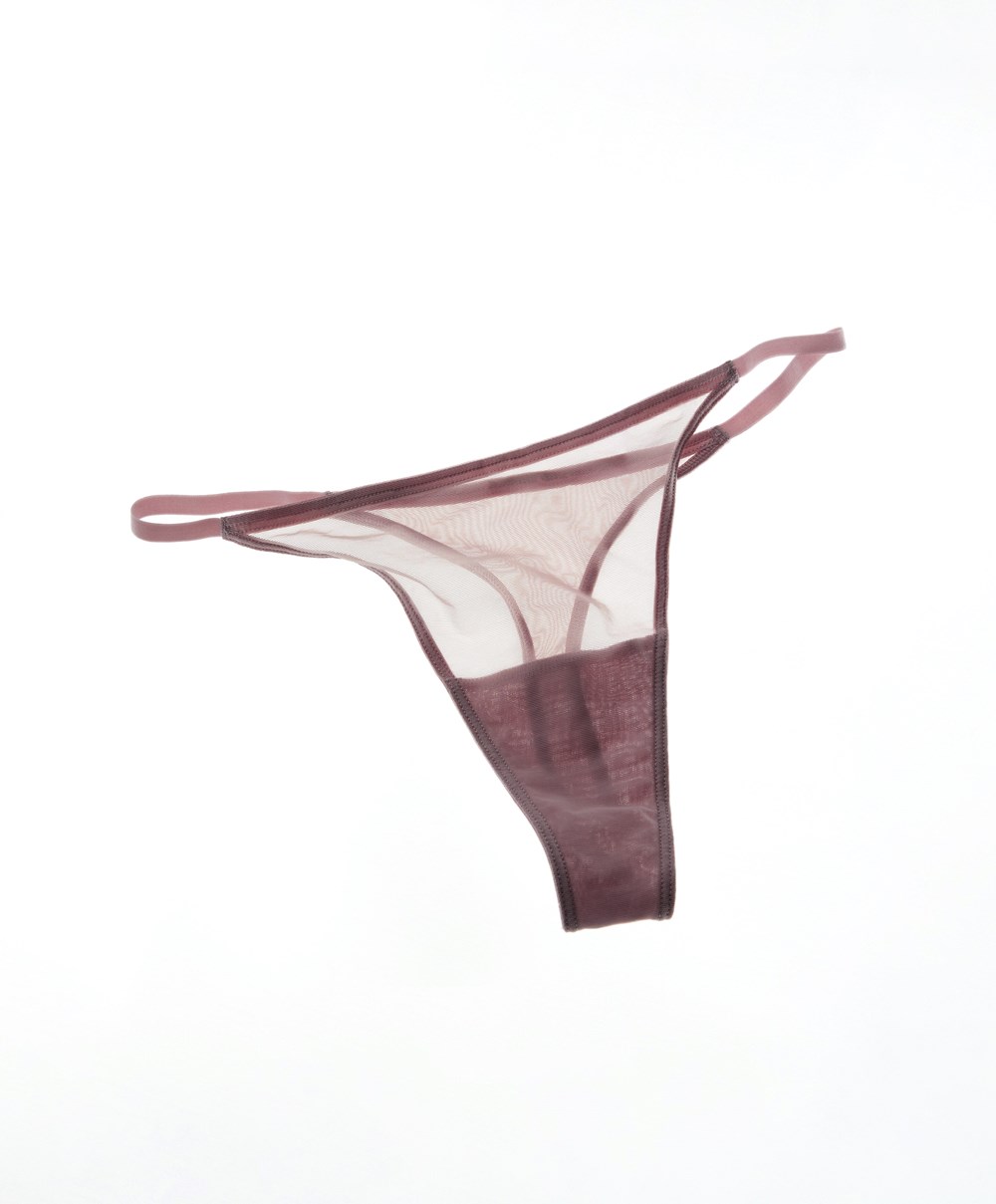 Oysho Strappy Tulle Thong Mid Dusty Rosette | SFRG29106