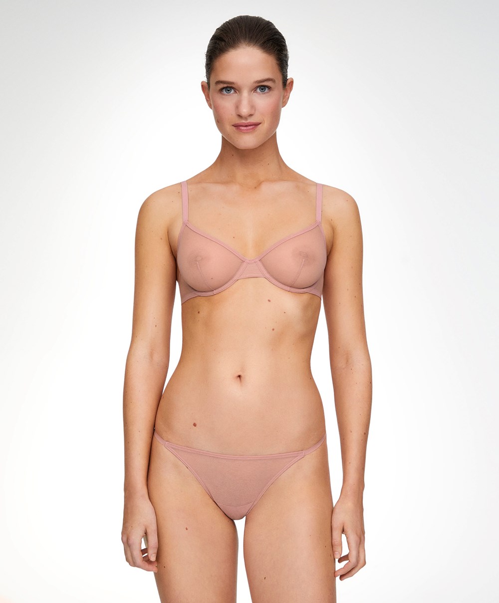 Oysho Strappy Tulle Thong Mid Dusty Rosette | SFRG29106