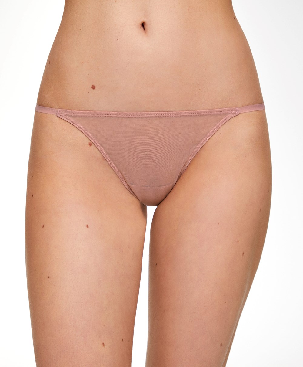 Oysho Strappy Tulle Thong Mid Dusty Rosette | SFRG29106