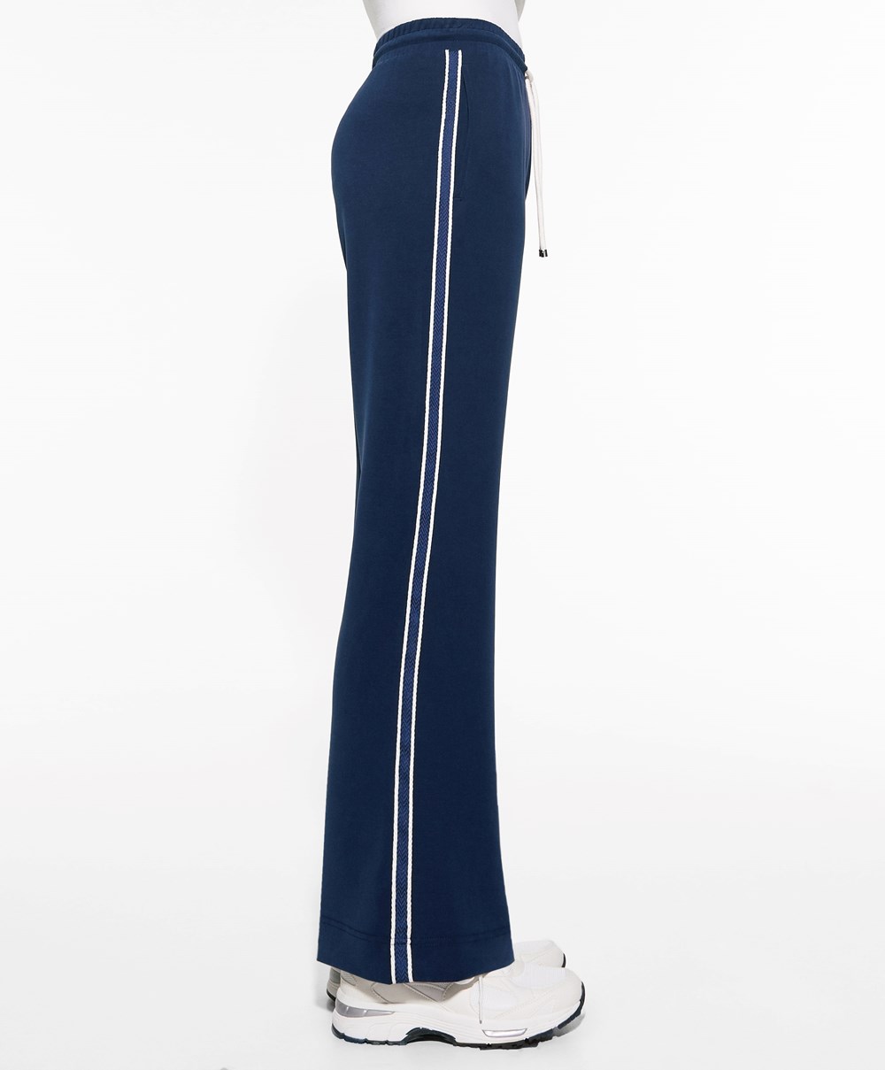 Oysho Stripe Modal Flare Trousers Marineblå Blå | IYBQ32175