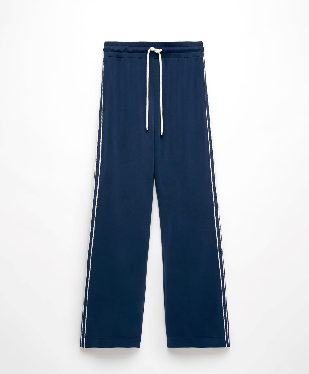 Oysho Stripe Modal Flare Trousers Marineblå Blå | IYBQ32175