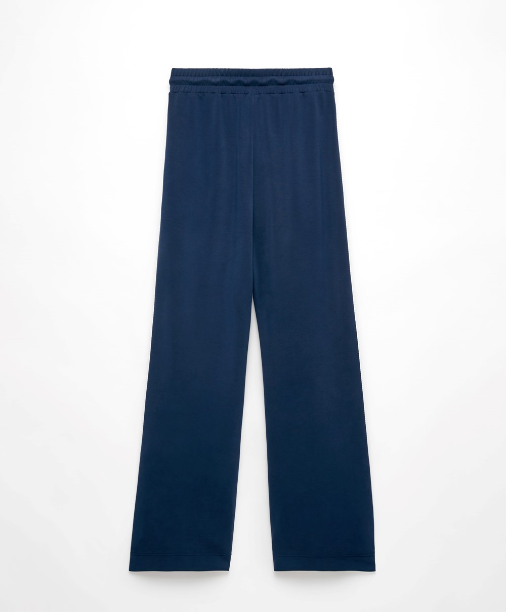 Oysho Stripe Modal Flare Trousers Marineblå Blå | IYBQ32175