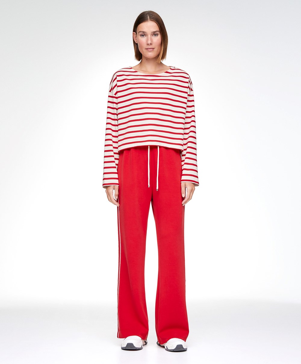 Oysho Stripe Modal Flare Trousers Rød | UCNP21359