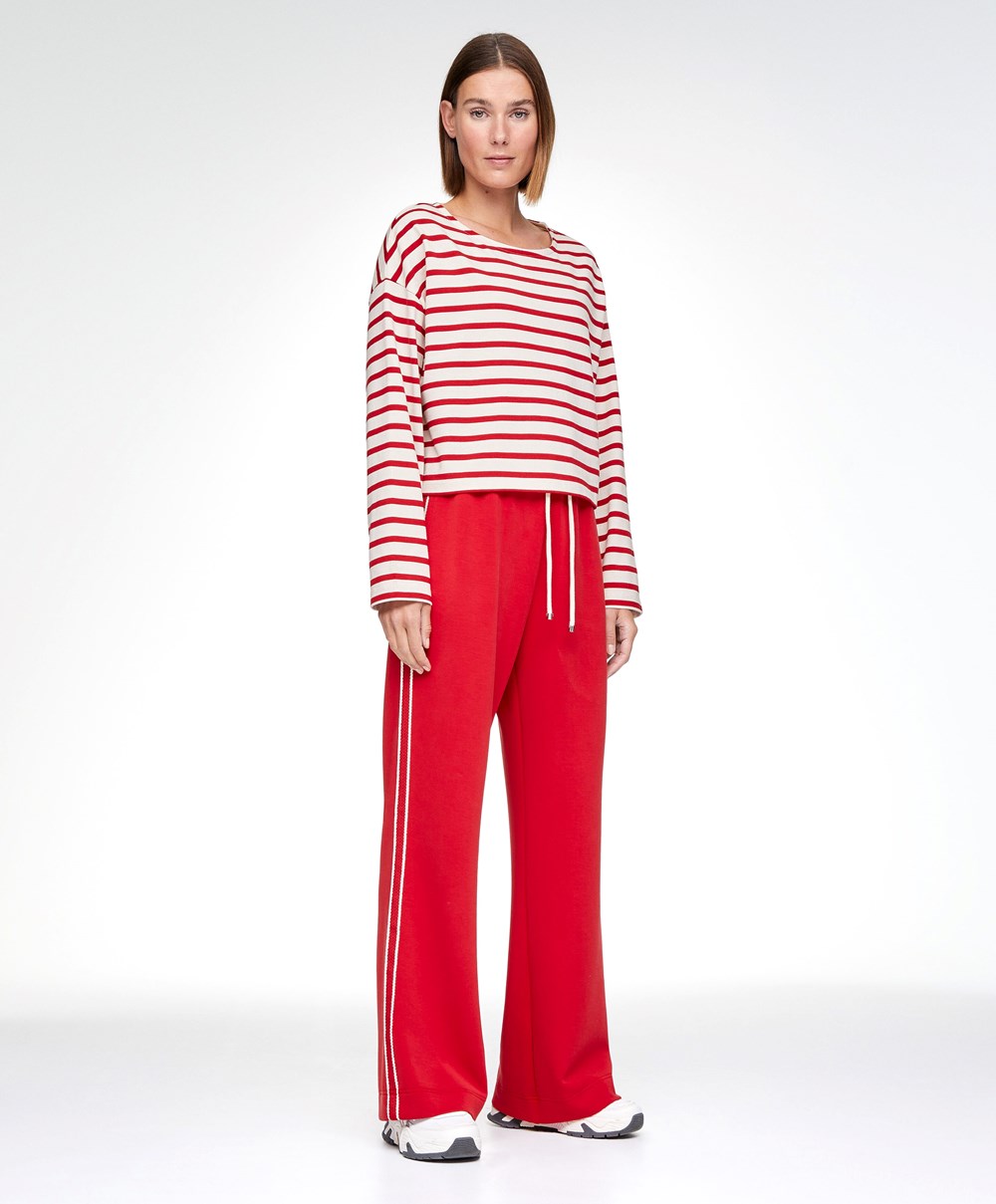 Oysho Stripe Modal Flare Trousers Rød | UCNP21359