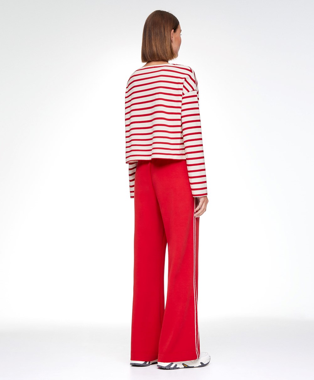 Oysho Stripe Modal Flare Trousers Rød | UCNP21359