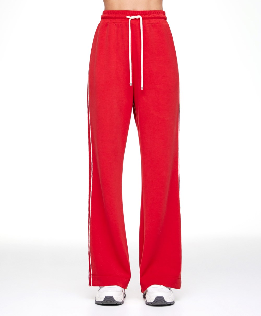 Oysho Stripe Modal Flare Trousers Rød | UCNP21359