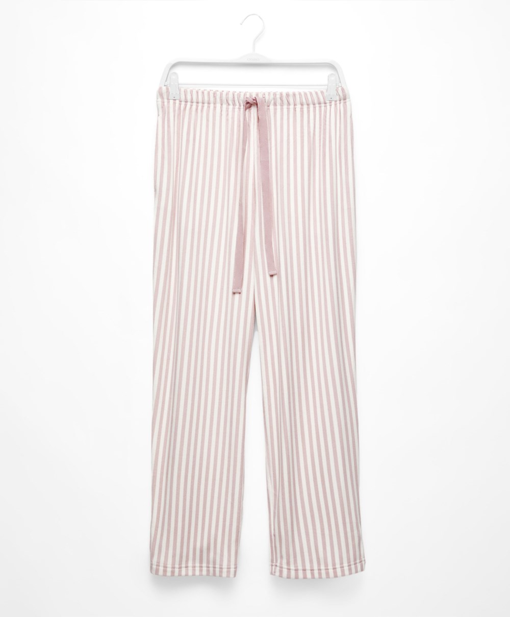 Oysho Stripe Velour Trousers Rosa | KSVB31260