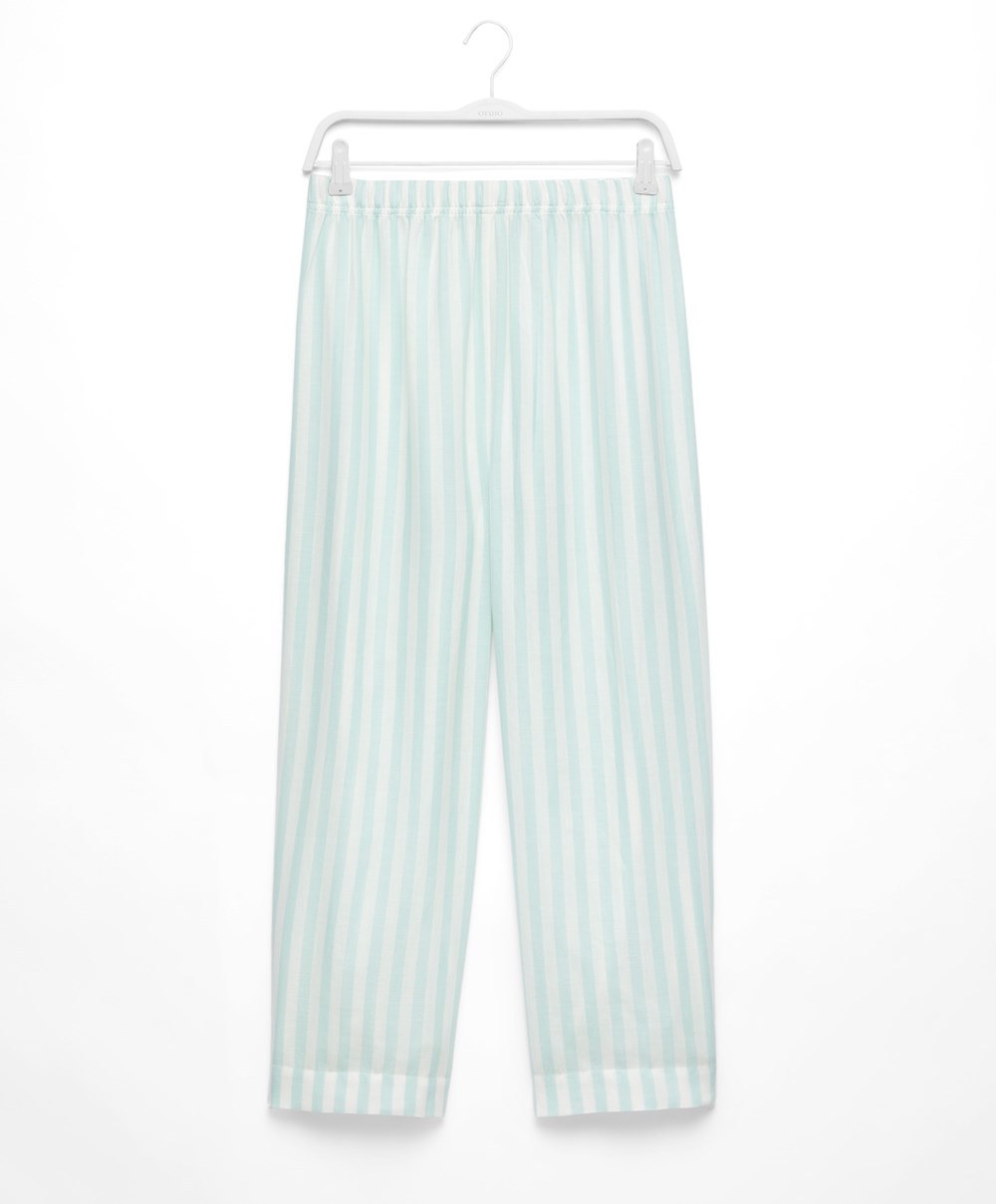 Oysho Stripete 100% Bomull Trousers Grønn | MQWZ12390